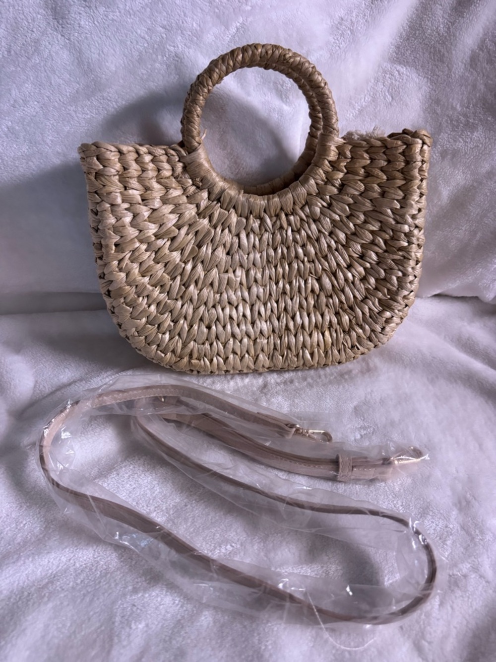 LC Lauren Conrad Natural Woven Straw Crossbody Bag NWOT
